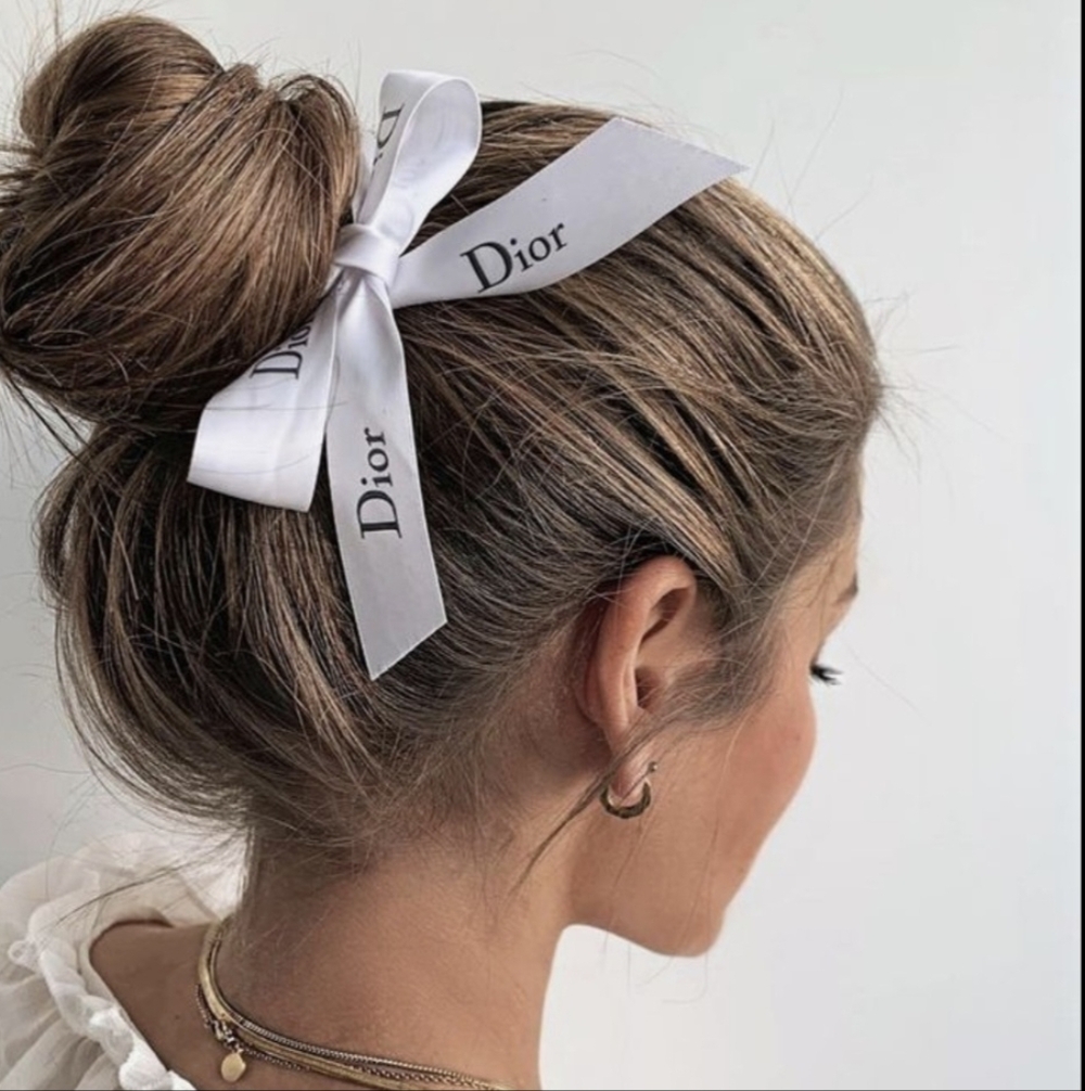 CHANEL White and Black Logo Ribbon 81.5x0.60
